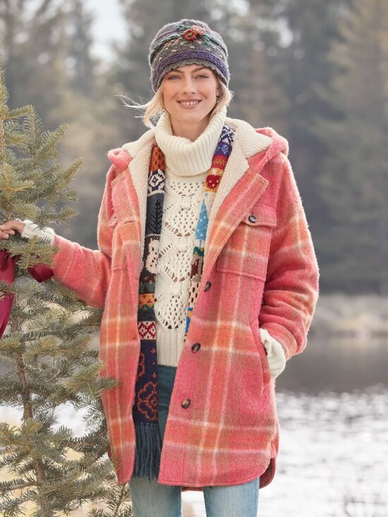 Sundance Jackets & Blazers - Sundance Harvest Sky Plaid Women's Jacket Sherpa Hooded Coat Size Small